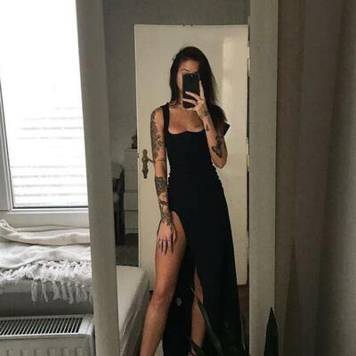 A line black split long prom dresses evening gowns