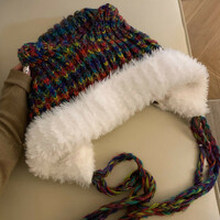 Cute cat ear knitted wool cap warm ear protection hat - Thumbnail 2