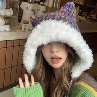 Cute cat ear knitted wool cap warm ear protection hat - Thumbnail 3