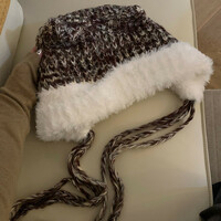 Cute cat ear knitted wool cap warm ear protection hat - Thumbnail 4