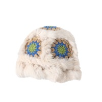 Cute Floral Crochet Furry Hat - Thumbnail 3