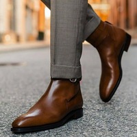Men's Handmade Jodhpurs Ankle Boots, Brown Handmade Formal Dress Boots - Thumbnail 1