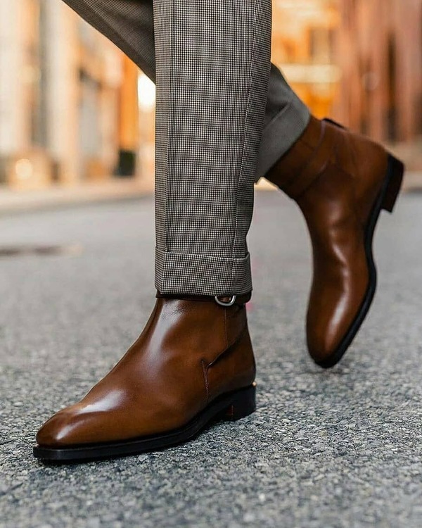 Men's Handmade Jodhpurs Ankle Boots, Brown Handmade Formal Dress Boots
