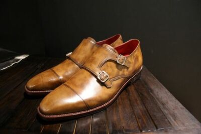 Men's Decent Handmade Twotone Double Monk Dress Shoes