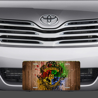 Harry Potter Wood Grain House Crests Vanity License Plate - Thumbnail 1
