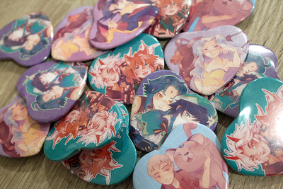 SALE - Heart shaped badges - Genshin - PKMN
