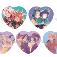 SALE - Heart shaped badges - Genshin - PKMN - Thumbnail 1