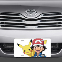 Pokemon Pikachu and Ash Vanity License Plate - Thumbnail 1