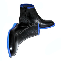 Handmade leather ankle boots black leather two tone blue sole men dress boots custom made on orders - Thumbnail 4