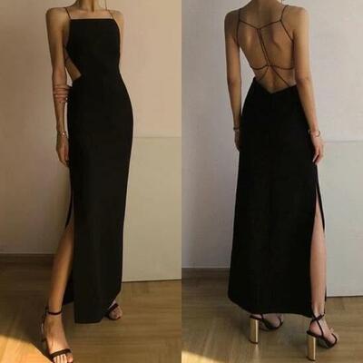 Simple backless prom dress long party dress
