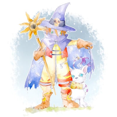 Digimon adventure wizardmon and gatomon 8x5.5" a5 art print