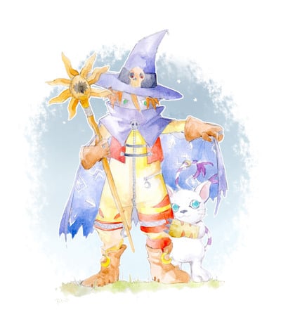 Digimon Adventure Wizardmon and Gatomon 8x5.5" A5 Art print