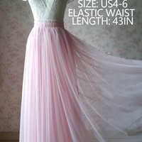 Women Tulle Maxi Skirt, Knee Length Tutu Outfit,  A-line Fashion Tulle Tutu Skirt, Bridesmaid Tulle Skirt, High Waist Plus Size - Thumbnail 2