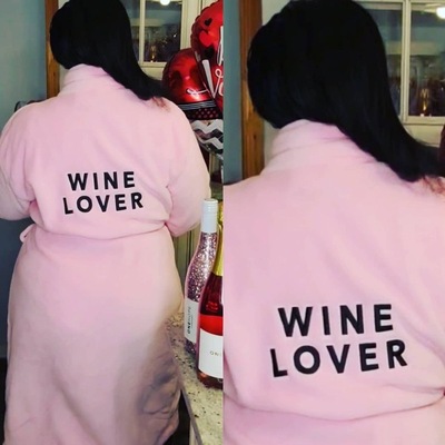 Plush wine lover robe