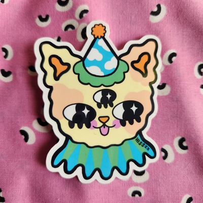 Clown cat sticker 