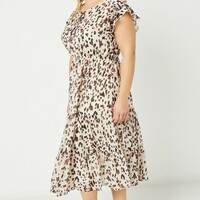 Plus Spotted Print Dress - Thumbnail 3