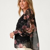 Sheer Floral Blouse - Thumbnail 1