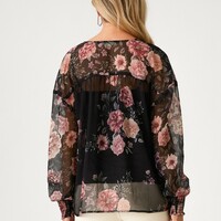 Sheer Floral Blouse - Thumbnail 2