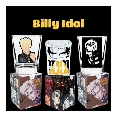 Billy Idol Shot Glasses sET OF 4  w/ Matching Gift Boxes