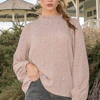 Taupe Floral Blouse - Thumbnail 2