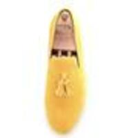 New Handmade Men's Yellow Velvet Yellow Tassel Prom Wedding Loafer Shoes - Thumbnail 1