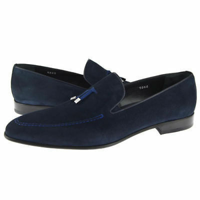 Handcrafted men blue color premium suede leather moccasin loafer slip ons shoes - Thumbnail 2