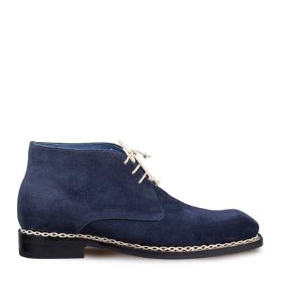New Handmade Men's Navy Suede Leather Boots