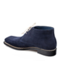 New Handmade Men's Navy Suede Leather Boots - Thumbnail 3