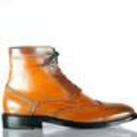 Handmade Men Tan Brown Leather Boots, Men’s Wing Tip Brogue Ankle High Boots, Mens boot - Thumbnail 5