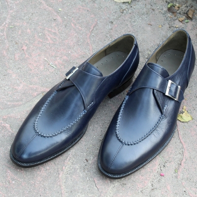 Crafted leather gray split toe derby classic last monk strap dress shoes - Thumbnail 4