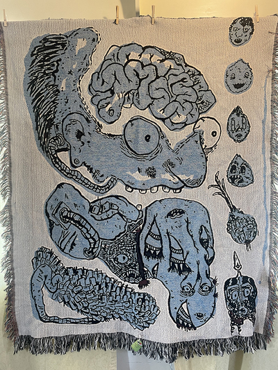 SALE! Throw Blanket-- Blue Blob Revelations! SALE!