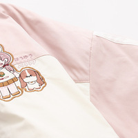 New fashionable and cute color-blocked hooded and velvet cartoon thick coat - Thumbnail 6