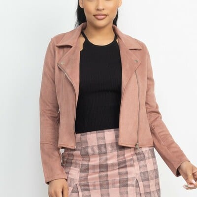 Suede moto jacket