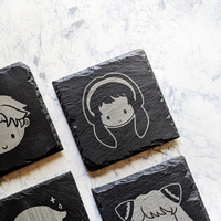 Psychic Psy Assassin Dog Family Slate Coasters - Thumbnail 1