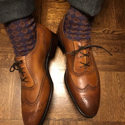 Handmade men's brown wingtip dress shoes formal lace up oxford shoes - Thumbnail 3