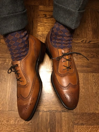 Handmade Men's Brown Wingtip Dress Shoes Formal Lace Up Oxford Shoes