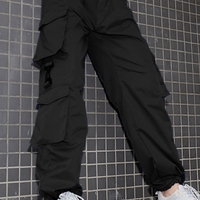 Streetwear Hip-hop Baggy Pocket Buckle Casual Overalls Cargo Trousers  - Thumbnail 7