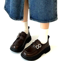 Stunning England Dual Buckle Straps Leather Shoes Back School Party Gothic Girlystyle Amazing  - Thumbnail 4