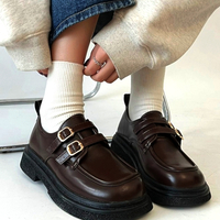 Stunning England Dual Buckle Straps Leather Shoes Back School Party Gothic Girlystyle Amazing  - Thumbnail 6