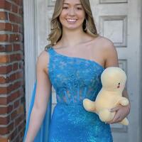 Blue Prom Dresses, Sequined Prom Dress, Appliques Evening Dress - Thumbnail 1