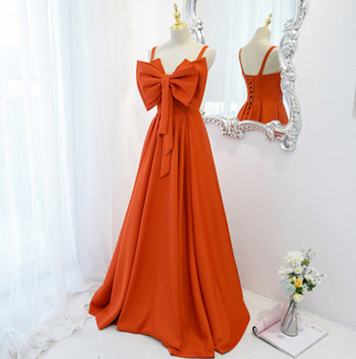 birthday Party Bar Mitzvah Dresses Orange Big Bow Set Strapless Dresses Evening Gowns