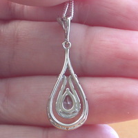 Sterling Silver Blue Topaz & Cz Pendant & Chain/Blue Topaz Necklace/Topaz Jewellery/Topaz Jewelry/November Birthstone/UK - Thumbnail 4