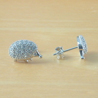 Sterling Silver Hedgehog Cz Stud Earrings/Cz Earrings/Hedgehog Jewellery/Hedgehog Jewelry/Silver Hedgehog Earrings/UK - Thumbnail 1