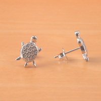 Sterling Silver Cz Turtle Stud Earrings/Turtle Studs.Cz Turtle Jewellery/Cz Turtle Jewelry/Silver Turtle Earrings/Turtle Gift/UK - Thumbnail 3
