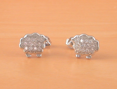 Sterling Silver Cz Sheep Stud Earrings/Silver Sheep Earrings/Sheep Jewelry/Sheep Jewellery/Lamb Earrings/Lamb Jewellery/UK