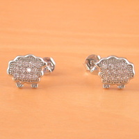 Sterling Silver Cz Sheep Stud Earrings/Silver Sheep Earrings/Sheep Jewelry/Sheep Jewellery/Lamb Earrings/Lamb Jewellery/UK - Thumbnail 3