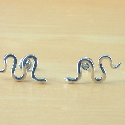 Sterling silver snake stud earrings/snake earrings/serpent earrings/snake jewellery/snake jewelry/hecate/hekate/hecate snake/uk