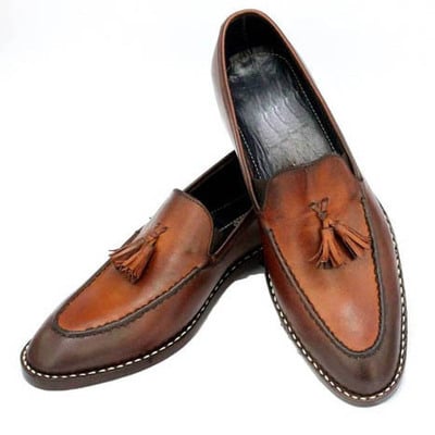 New handmade vintage tessel leather shoes, men wedding loafer shoes slippers - Thumbnail 2