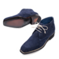 New Handmade Men's Navy Suede Leather Boots - Thumbnail 1