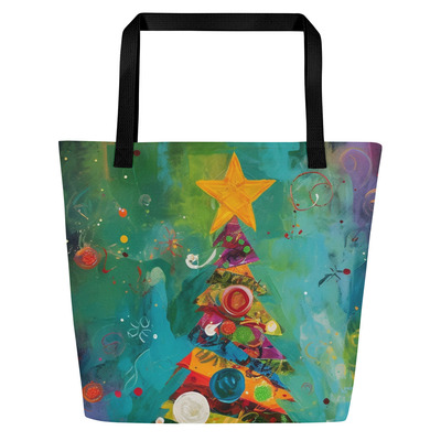 Tree top   all-over print large tote bag